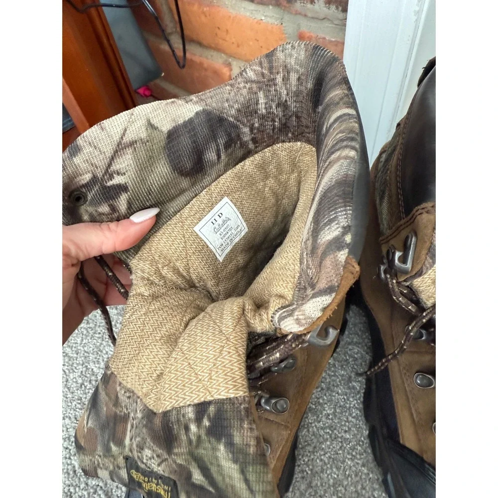 Cabelas Dry-Plus Thinsulate Ultra Hunting Boots Mens 11 D Brown Camo Waterproof
